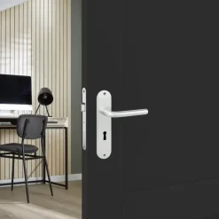 Deurbeslag Binnendeur|Deurbeslag Binnen > KARWEI deurkruk set Abel ovaal schild sleutelgat 56 mm aluminium