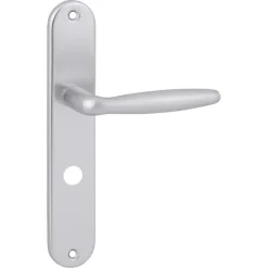 Deurbeslag Binnendeur|Deurklinken > KARWEI deurkruk set Antonio ovaal schild vrij-bezet sluiting 63/8 mm aluminium
