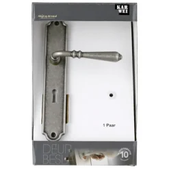 Deurbeslag Binnendeur|Deurklinken > KARWEI deurkruk set Bento ovaal schild sleutelgat 56 mm tin look messing