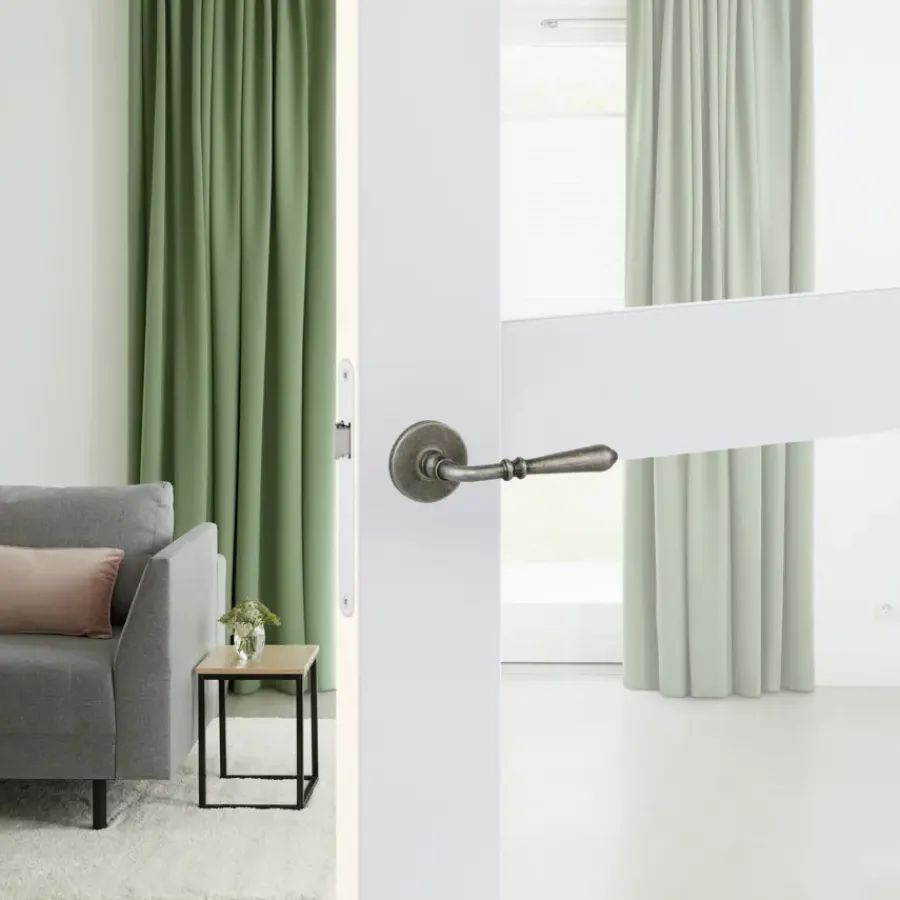 Deurbeslag Binnendeur|Deurklinken > KARWEI deurkruk set Bento rond rozet tin look messing