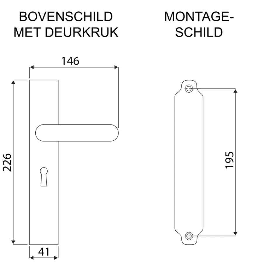 Deurbeslag Binnendeur|Deurklinken > KARWEI deurkruk set Chelsea recht schild sleutelgat 56 mm zwart RVS