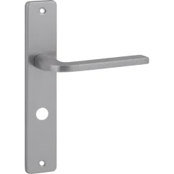 Deurbeslag Binnendeur|Deurklinken > KARWEI deurkruk set Enzo recht schild vrij-bezet sluiting 63/8 mm RVS look aluminium