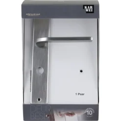 Deurbeslag Binnendeur|Deurklinken > KARWEI deurkruk set Enzo recht schild vrij-bezet sluiting 63/8 mm RVS look aluminium