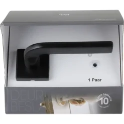 Deurbeslag Binnendeur|Deurklinken > KARWEI deurkruk set Enzo vierkant rozet zwart aluminium