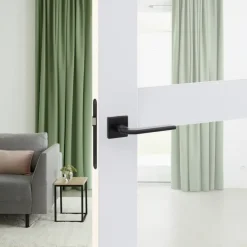 Deurbeslag Binnendeur|Deurklinken > KARWEI deurkruk set Enzo vierkant rozet zwart aluminium
