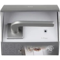 Deurbeslag Binnendeur|Deurklinken > KARWEI deurkruk set Enzo vierkant rozet RVS look aluminium