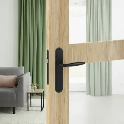 Deurbeslag Binnendeur|Deurklinken > KARWEI deurkruk set Eros ovaal blind schild zwart aluminium