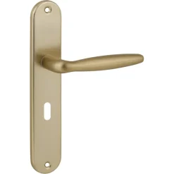 Deurbeslag Binnendeur|Deurklinken > KARWEI deurkruk set Eros ovaal schild sleutelgat 56 mm messing mat aluminium