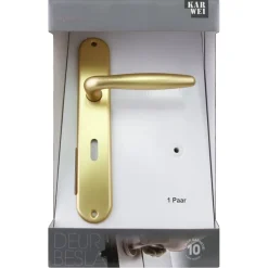 Deurbeslag Binnendeur|Deurklinken > KARWEI deurkruk set Eros ovaal schild sleutelgat 56 mm messing mat aluminium