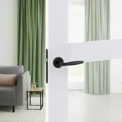 Deurbeslag Binnendeur|Deurklinken > KARWEI deurkruk set Eros rond rozet zwart aluminium