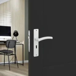 Deurbeslag Binnendeur|Deurklinken > KARWEI deurkrukset France langschild sleutel 56mm ANOX (mat aluminium)