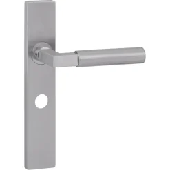 Deurbeslag Binnendeur|Deurklinken > KARWEI deurkruk set Fulham recht schild vrij-bezet sluiting 63/8 mm RVS
