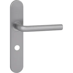 Deurbeslag Binnendeur|Deurklinken > KARWEI deurkruk set Gino ovaal schild vrij-bezet sluiting 63/8 mm RVS look aluminium
