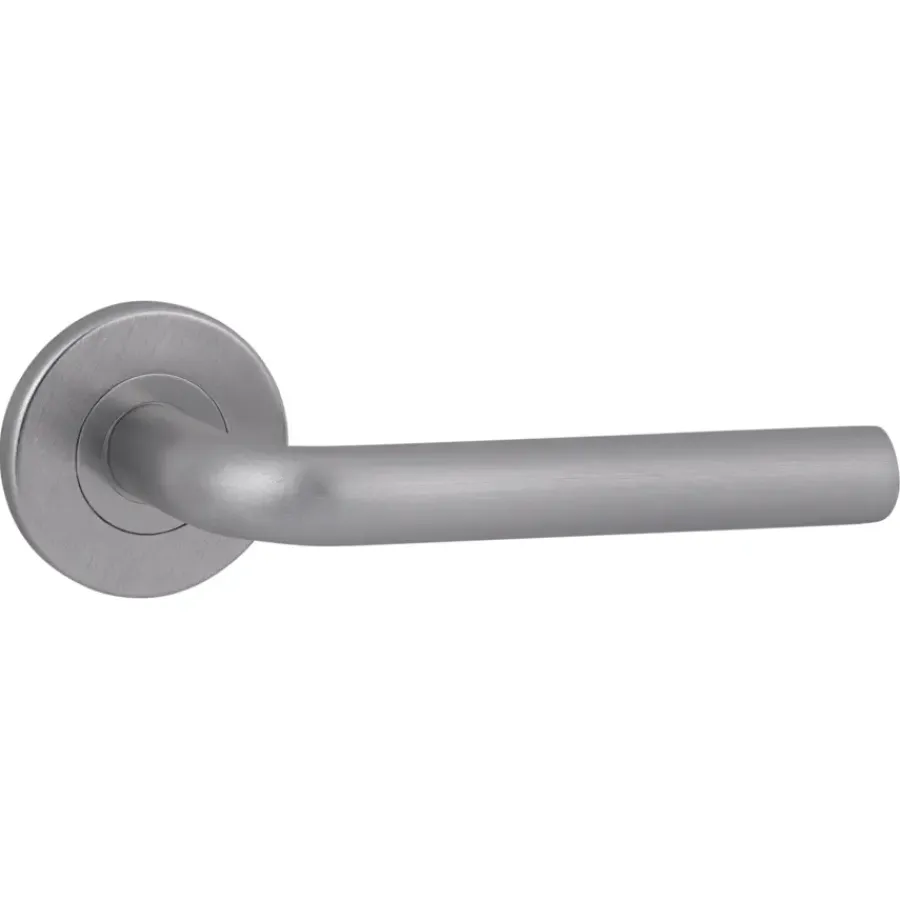 Deurbeslag Binnendeur|Deurklinken > KARWEI deurkruk set Gino rond rozet RVS look aluminium