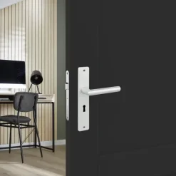 Deurbeslag Binnendeur|Deurklinken > KARWEI deurkruk set Greece recht schild sleutelgat 56 mm ANOX aluminium mat