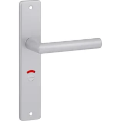 Deurbeslag Binnendeur|Deurklinken > KARWEI deurkruk set Greece recht schild vrij-bezet sluiting 63/8 mm ANOX aluminium mat