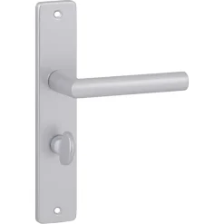 Deurbeslag Binnendeur|Deurklinken > KARWEI deurkruk set Greece recht schild vrij-bezet sluiting 63/8 mm ANOX aluminium mat