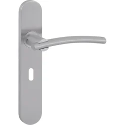 Deurbeslag Binnendeur|Deurklinken > KARWEI deurkruk set John ovaal schild sleutelgat 56 mm RVS