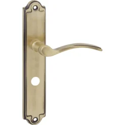Deurbeslag Binnendeur|Deurklinken > KARWEI deurkruk set Jorge ovaal schild vrij-bezet sluiting 63/8 mm messing antiek