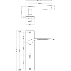 Deurbeslag Binnendeur|Deurklinken > KARWEI deurkruk set Jose recht schild sleutelgat 56 mm messing glans