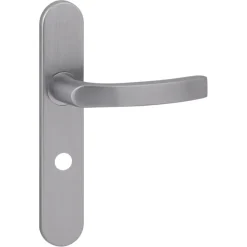 Deurbeslag Binnendeur|Deurklinken > KARWEI deurkruk set Lorenzo ovaal schild vrij-bezet sluiting 63/8 mm RVS look aluminium