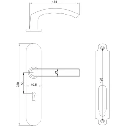 Deurbeslag Binnendeur|Deurklinken > KARWEI deurkruk set Lorenzo ovaal schild sleutelgat 56 mm RVS look aluminium