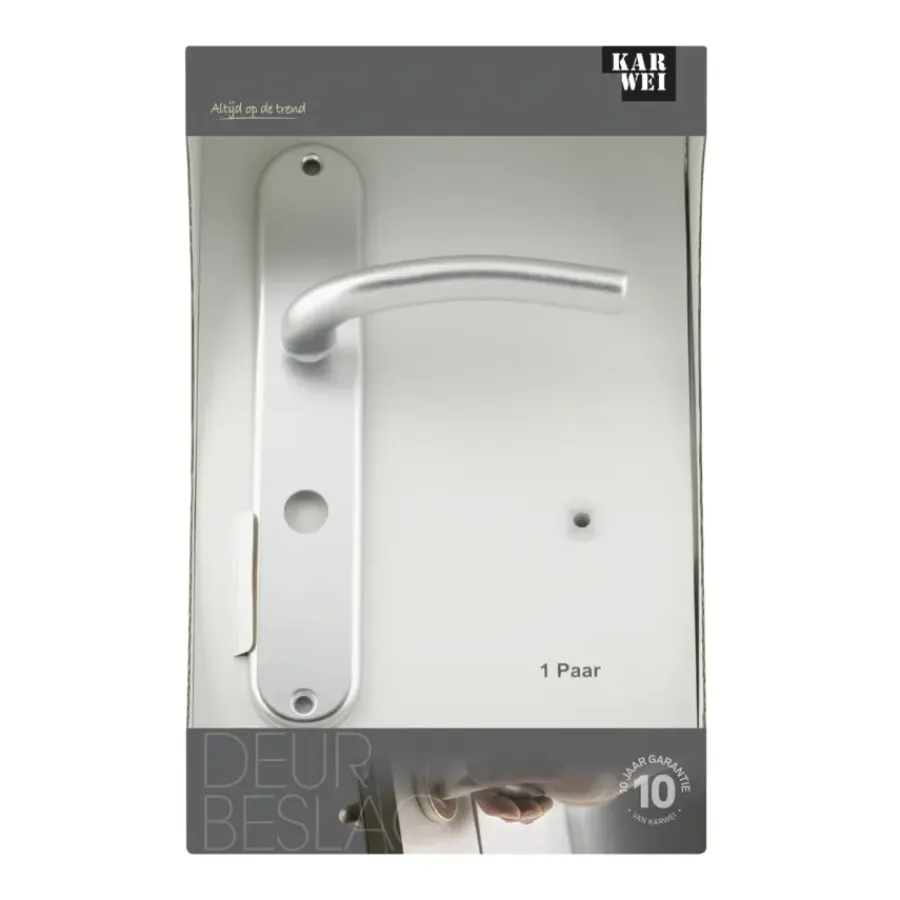 Deurbeslag Binnendeur|Deurbeslag Binnen > KARWEI deurkrukset Renato langschild vrij-bezet 63/8mm aluminium