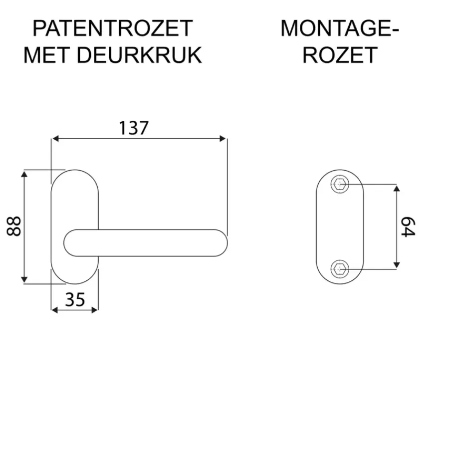 Deurbeslag Binnendeur|Deurklinken > KARWEI deurkruk set Roberto patent schild zwart RVS
