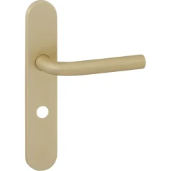 Deurbeslag Binnendeur|Deurklinken > KARWEI deurkruk set Rocco ovaal schild vrij-bezet sluiting 63/8 mm messing mat