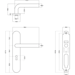 Deurbeslag Binnendeur|Deurklinken > KARWEI deurkruk set Rocco ovaal schild sleutelgat 56 mm messing mat
