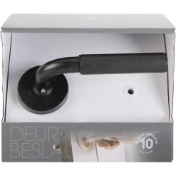 Deurbeslag Binnendeur|Deurklinken > KARWEI deurkruk set Roy rond rozet zwart RVS