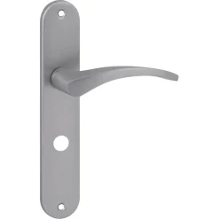 Deurbeslag Binnendeur|Deurklinken > KARWEI deurkruk set Stefanie ovaal schild vrij-bezet sluiting 63/8 mm RVS look aluminium
