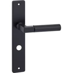 Deurbeslag Binnendeur|Deurklinken > KARWEI deurkruk set Stefano recht schild vrij-bezet sluiting 63/8 mm zwart aluminium