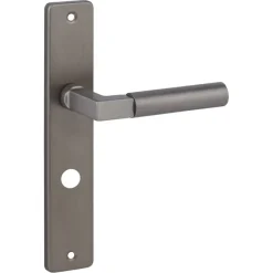 Deurbeslag Binnendeur|Deurklinken > KARWEI deurkruk set Stefano recht schild vrij-bezet sluiting 63/8 mm messing antiek aluminium