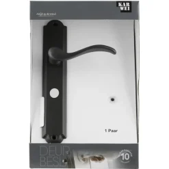 Deurbeslag Binnendeur|Deurklinken > KARWEI deurkruk set Tiago ovaal schild vrij-bezet sluiting 63/8 mm oud bruin messing
