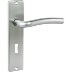 Deurbeslag Binnendeur|Deurklinken > KARWEI deurkruk set Wave recht schild sleutelgat 56 mm chroom mat