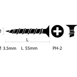 KARWEI gipsplaatschroef 3,5x55 mm zwart (50 stuks)