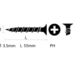 KARWEI gipsplaatschroef 3,5x55 mm zwart (200 stuks)