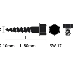 KARWEI houtdraadbout M10x80 mm 3 stuks