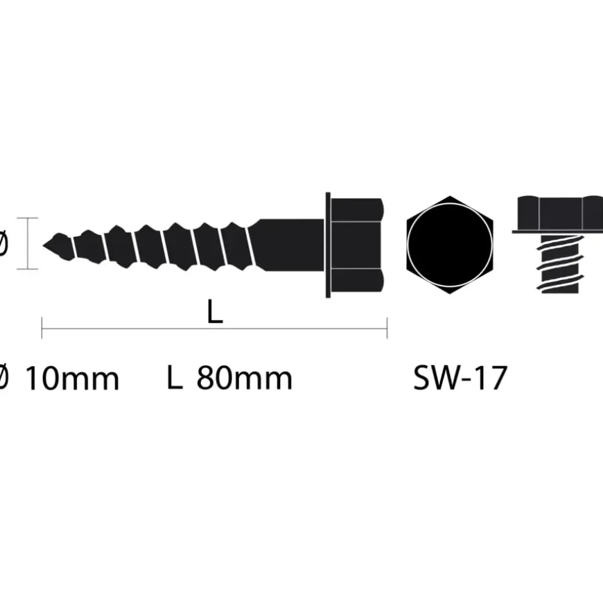 KARWEI houtdraadbout M10x80 mm 3 stuks