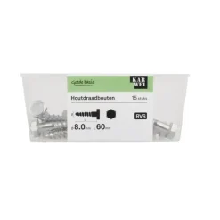 KARWEI houtdraadbout M8x60 mm 15 stuks