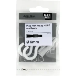 KARWEI kraagplug 6x36mm+schr.haak wit 4,5x65mm 2ST
