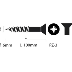 KARWEI unischroef platkop verzinkt 6x100 mm (10 stuks)