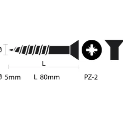 KARWEI unischroef platkop verzinkt 5x80 mm (70 stuks)