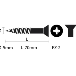 KARWEI unischroef platkop verzinkt 5x70 mm (70 stuks)