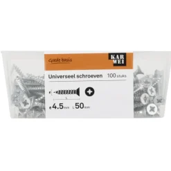 KARWEI unischroef platkop verzinkt 4,5x50 mm 100 stuks