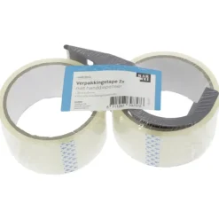 Verpakkingstape > KARWEI verpakkingstape 30mx48mm (2 stuks) + handdispenser