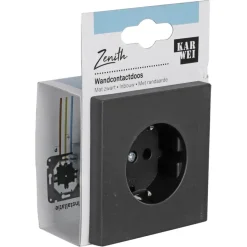 Inbouw Schakelmateriaal|Stopcontacten & Overige Contactdozen > KARWEI Zenith wandcontactdoos mat zwart
