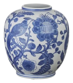 Keramieken vaas wit blauw 26,5x26,5x29cm
