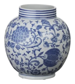 Keramieken vaas wit blauw 30x30x33cm